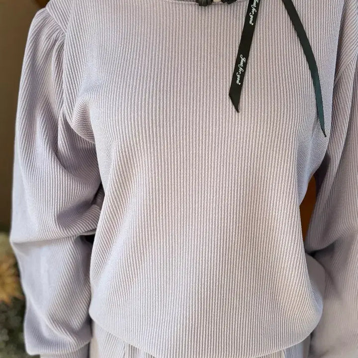 [BUNJANG] Lavender Knit Two-Piece Set / 라벤더 골지 니트 투피스 세트