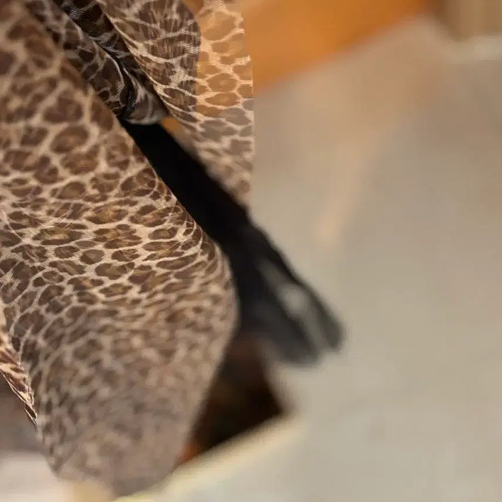 [BUNJANG] Leopard Chiffon Long Dress / 레오파드 쉬폰 롱 원피스