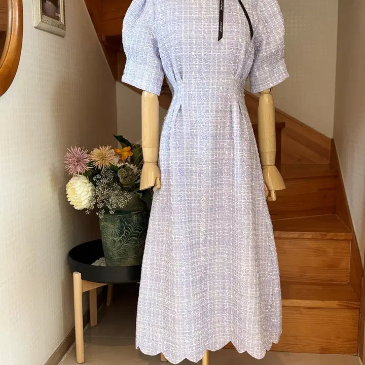 [BUNJANG] Tweed Long Dress Lavender / 트위드 퍼프  라벤더.