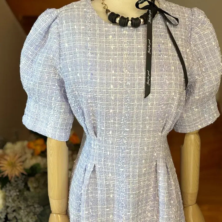 [BUNJANG] Tweed Long Dress Lavender / 트위드 퍼프  라벤더.