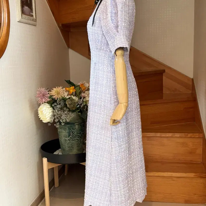 [BUNJANG] Tweed Long Dress Lavender / 트위드 퍼프  라벤더.
