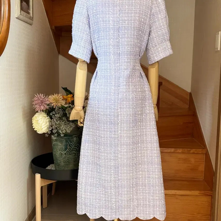 [BUNJANG] Tweed Long Dress Lavender / 트위드 퍼프  라벤더.