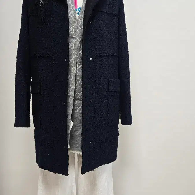 [BUNJANG] Obzee Kangjin Young Navy Tweed Jacket / Obzee 오브제 네이비 트위드 자켓