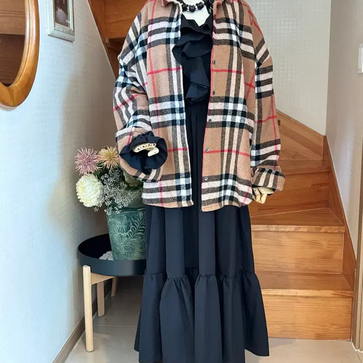 [BUNJANG] Unisex Check Pattern Oversized Jacket / 체크 패턴 오버핏 자켓