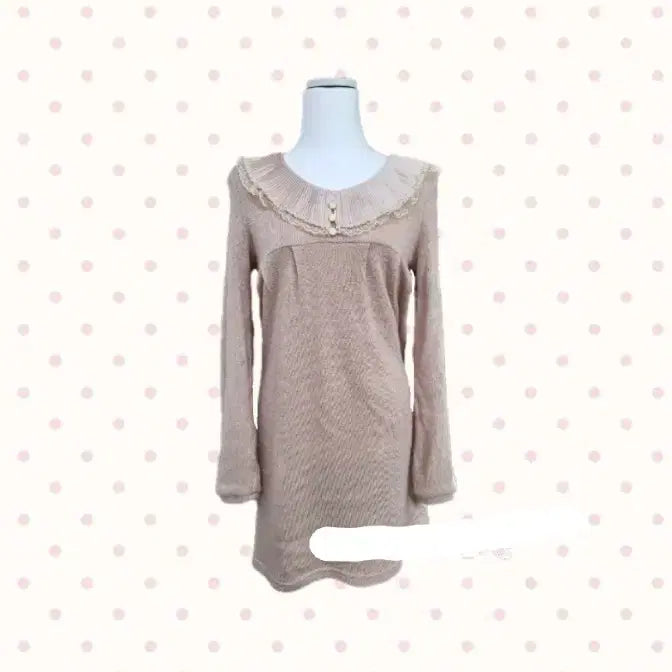 [BUNJANG] Vintage Lace Collar Knit Dress / 일본빈티지 레이스 카라 니트 원피스 히메갸루 라떼갸루