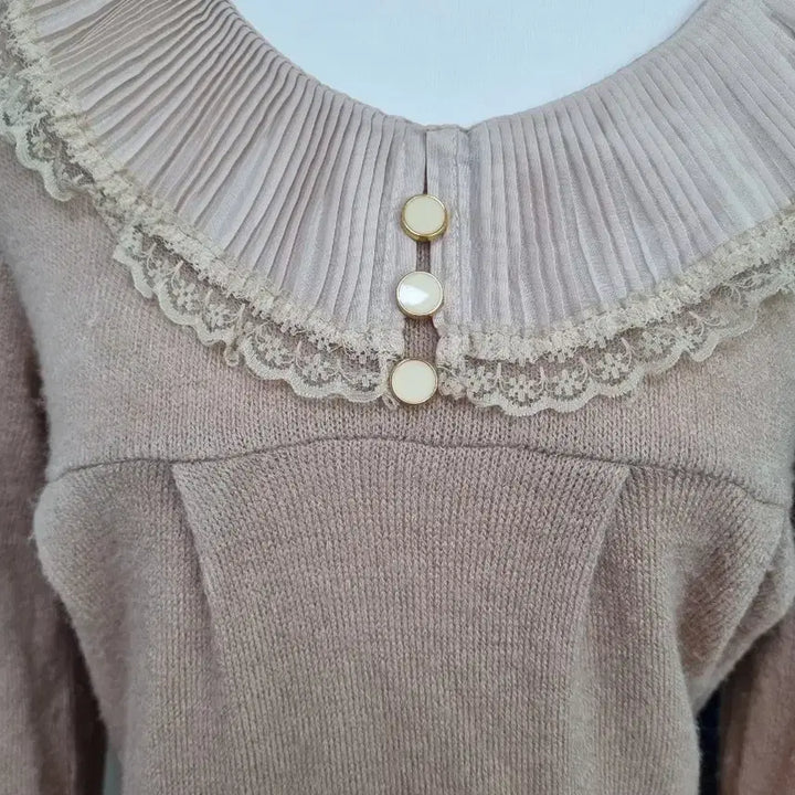 [BUNJANG] Vintage Lace Collar Knit Dress / 일본빈티지 레이스 카라 니트 원피스 히메갸루 라떼갸루