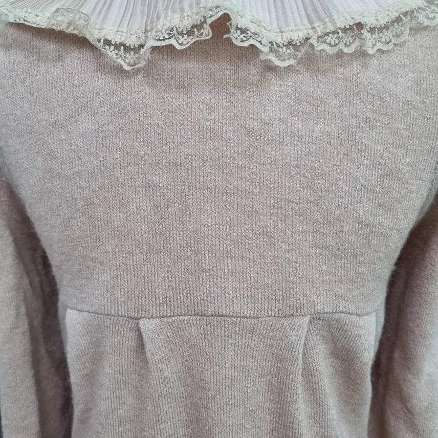 [BUNJANG] Vintage Lace Collar Knit Dress / 일본빈티지 레이스 카라 니트 원피스 히메갸루 라떼갸루