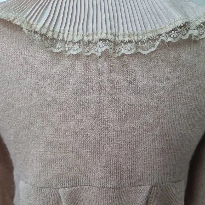 [BUNJANG] Vintage Lace Collar Knit Dress / 일본빈티지 레이스 카라 니트 원피스 히메갸루 라떼갸루