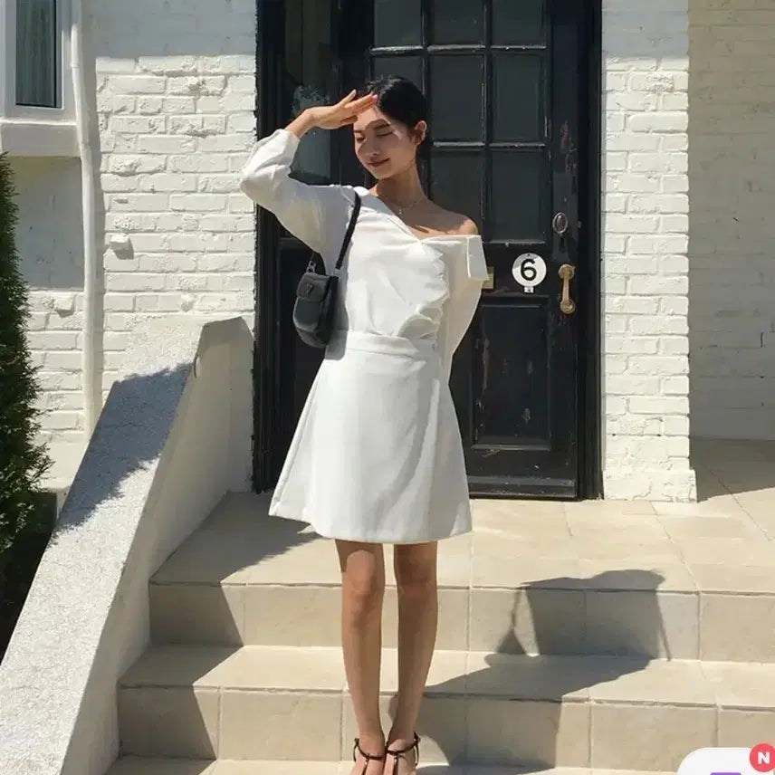 [BUNJANG] White Wrap Mini Dress / 화이트 랩 미니 원피스