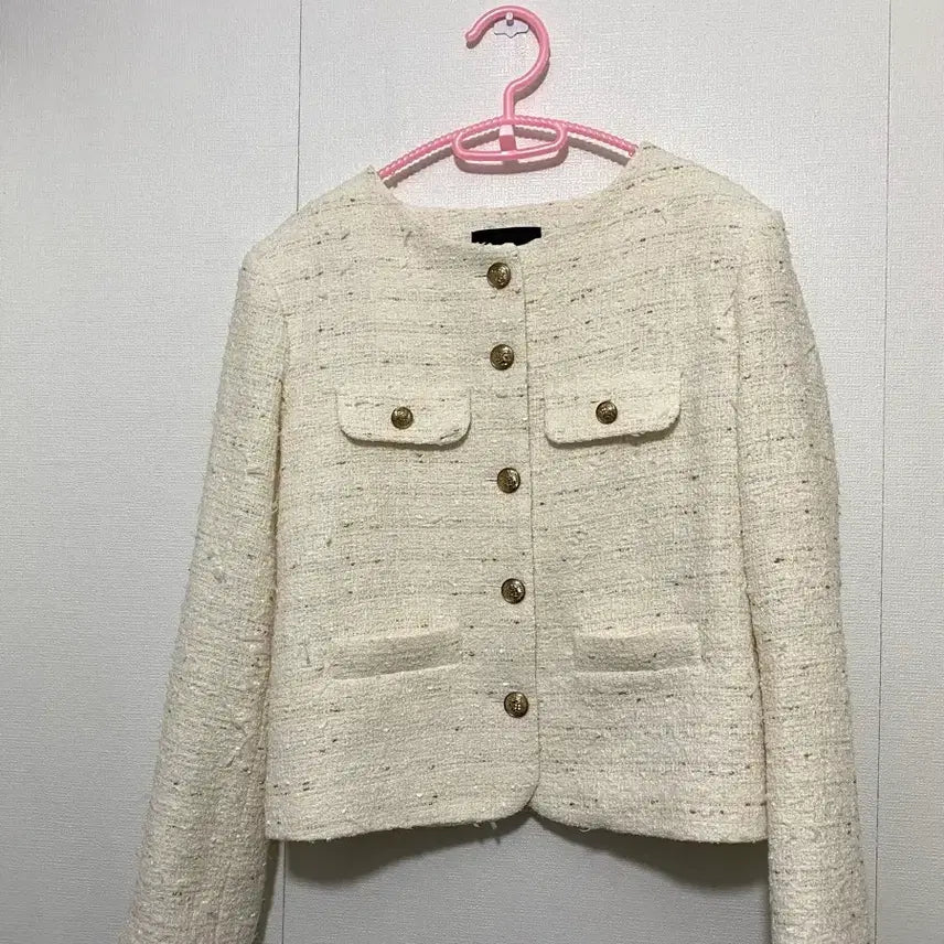 [BUNJANG] Tweed Jacket Ivory / 금장 노카라 트위드 자켓