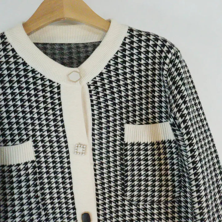 [BUNJANG] The Ot Houndstooth Check Cardigan / (더옷) 하운드투스 체크 가디건 프리 니트가디건