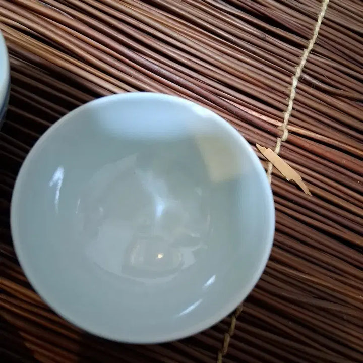 [BUNJANG] Antique White Porcelain Tea Cup Set / 청화백자 전지화훼문 골동차잔 5점