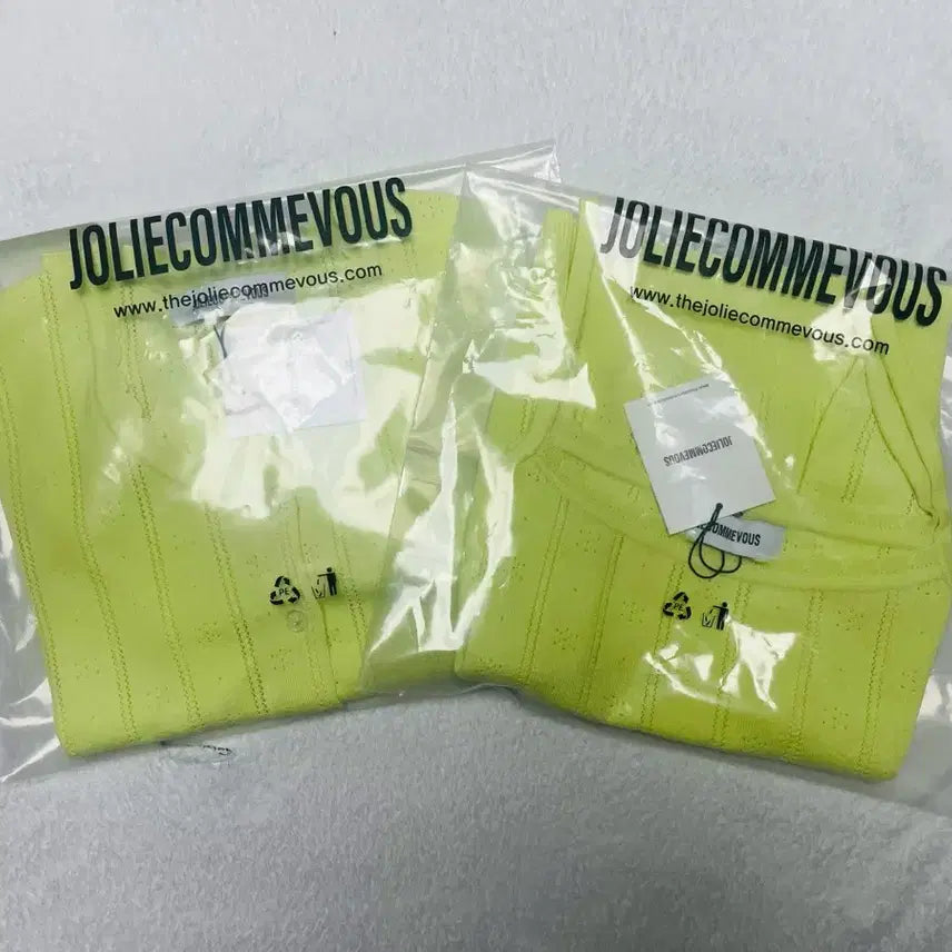 [SOLD OUT] JOLIECOMMEVOUS 라임 니트 가디건+탑 세트 (프리)