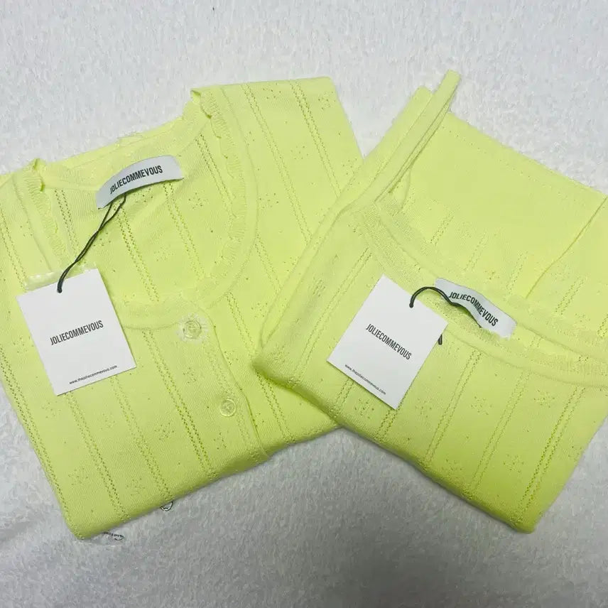 [SOLD OUT] JOLIECOMMEVOUS 라임 니트 가디건+탑 세트 (프리)