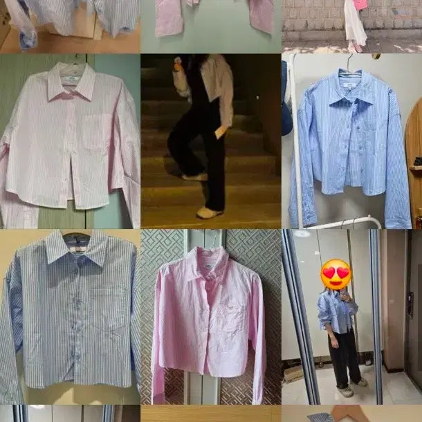 [SOLD OUT] [새상품] 무신사 우먼즈 스트라이프 오버사이즈 크롭 포플린 셔츠 [핑크]