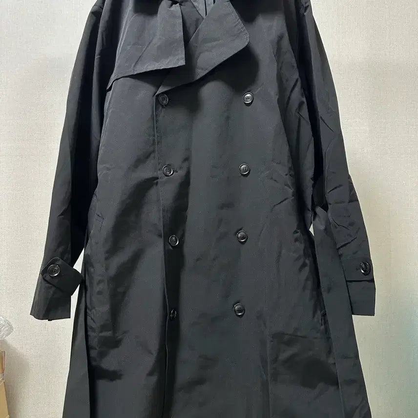 [BUNJANG] Black Double Button Trench Coat / (새상품) 블랙 더블 버튼 트렌치 코트
