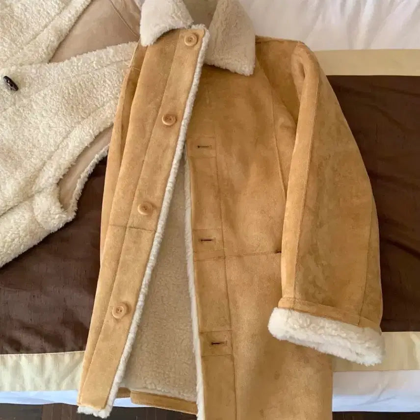 [BUNJANG] Melounge Reversible Mouton Jacket / 도매택 멜라운지 리버시블 무스탕 라이트카멜 양털 스웨이드자켓 프영띵미엘