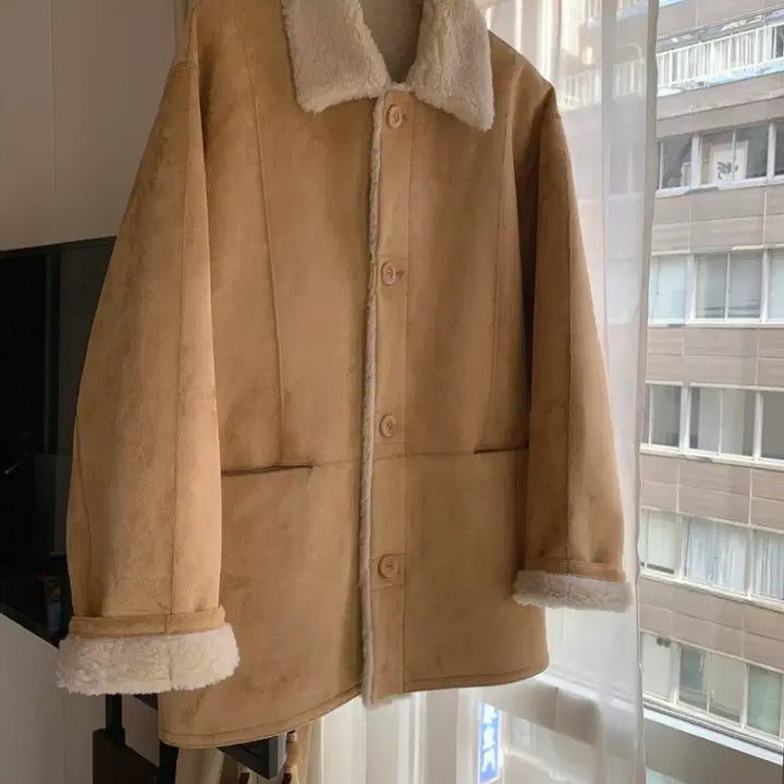 [BUNJANG] Melounge Reversible Mouton Jacket / 도매택 멜라운지 리버시블 무스탕 라이트카멜 양털 스웨이드자켓 프영띵미엘