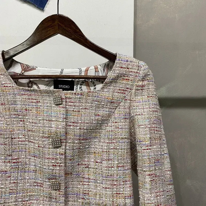 [BUNJANG] Unbranded Tweed Jacket / (85) 랩 스튜디오 여성 캐주얼 진주버튼 트위드 자켓
