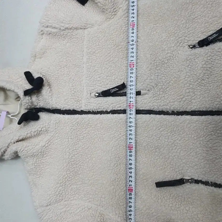 [BUNJANG] National Geographic Fleece Jacket Ivory L / 내셔널지오그래픽 후리스 양털 뽀글이 자켓 아이보리 L