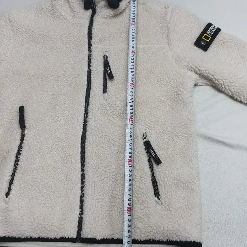 [BUNJANG] National Geographic Fleece Jacket Ivory L / 내셔널지오그래픽 후리스 양털 뽀글이 자켓 아이보리 L