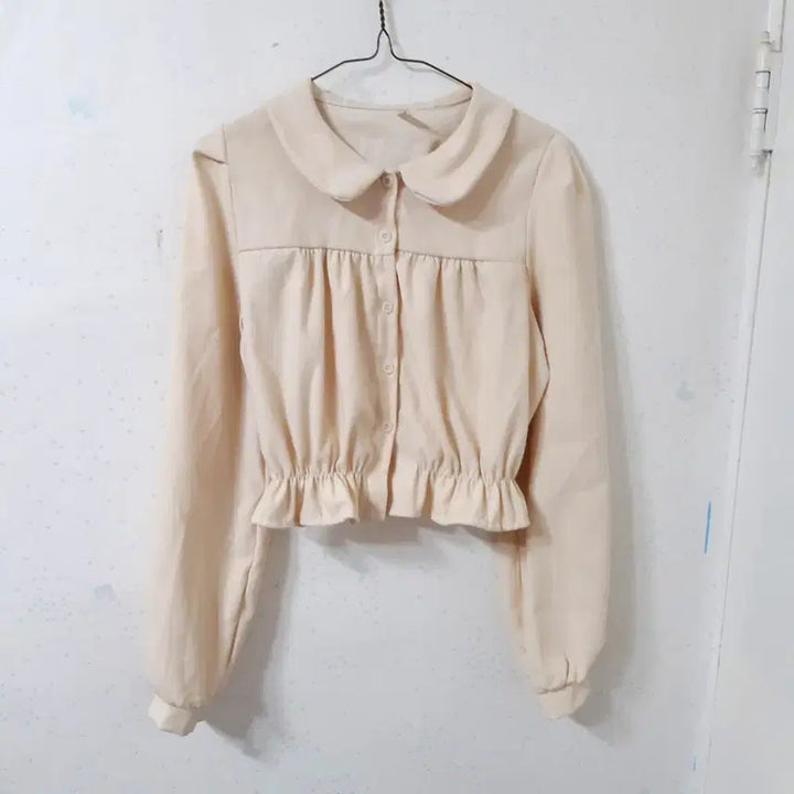 [SOLD OUT] 둥근카라 크롭블라우스 베이지