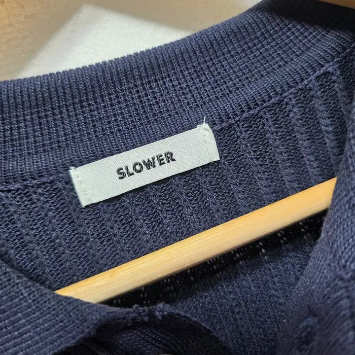 [SOLD OUT] SLOWER 니트 반팔 폴로 셔츠 네이비 L