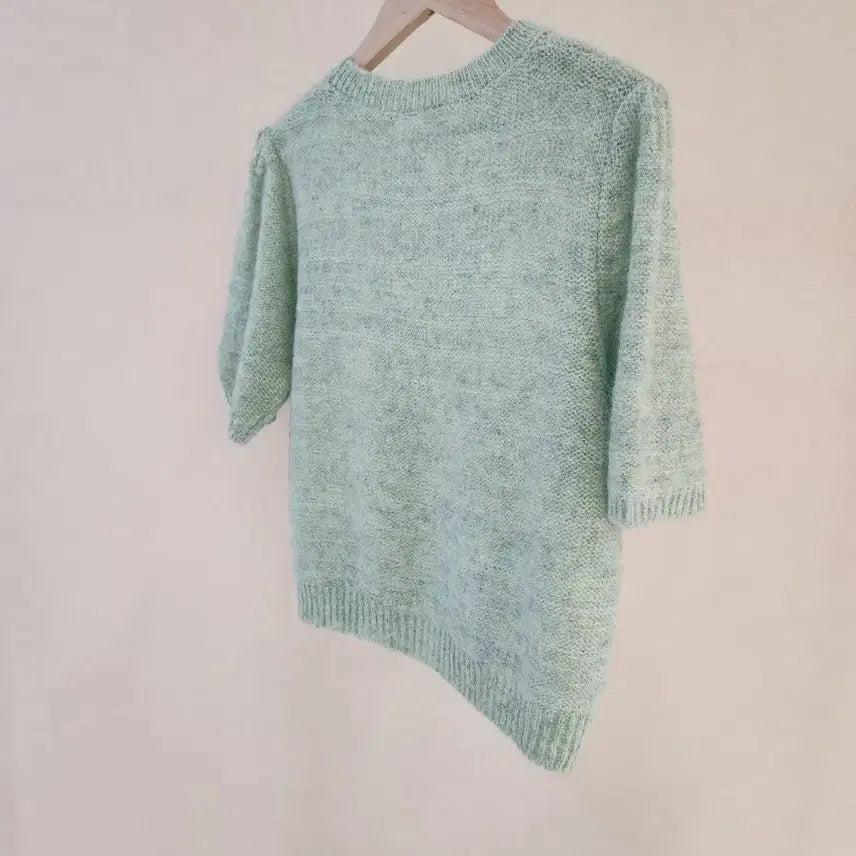 [BUNJANG] Alpaca Wool Knit Top / 알파카 퍼프소매 울 니트 / 봄신상 페미닌 고급 꽈배기 케이블 이너 반팔