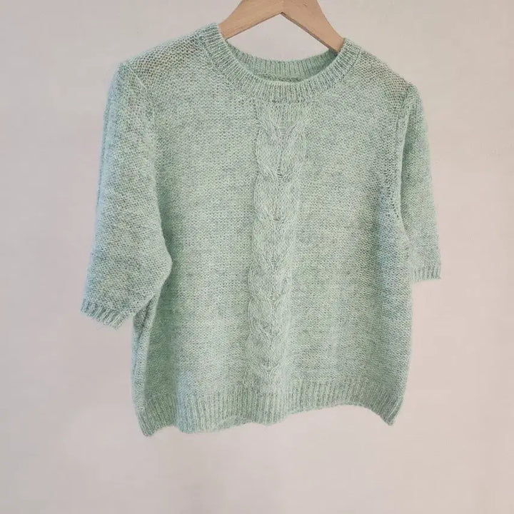[BUNJANG] Alpaca Wool Knit Top / 알파카 퍼프소매 울 니트 / 봄신상 페미닌 고급 꽈배기 케이블 이너 반팔