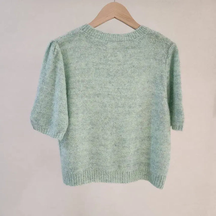 [BUNJANG] Alpaca Wool Knit Top / 알파카 퍼프소매 울 니트 / 봄신상 페미닌 고급 꽈배기 케이블 이너 반팔