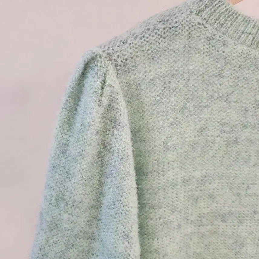 [BUNJANG] Alpaca Wool Knit Top / 알파카 퍼프소매 울 니트 / 봄신상 페미닌 고급 꽈배기 케이블 이너 반팔