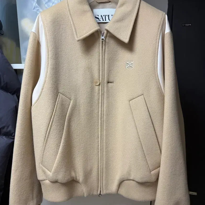 [BUNJANG] SEATTER Varsity Jacket Beige XL / 세터 바시티 자켓 베이지 XL