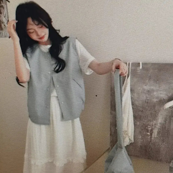 [BUNJANG] Layered Leather Vest + Bag Set (4 Colors) / (해외배송) 레이어드 레더 조끼 + 가방 세트 (4색)