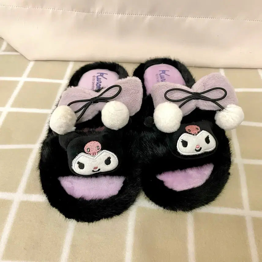 [BUNJANG] Sanrio Kuromi Plush Slippers / (새상품) 산리오 쿠로미 털 슬리퍼