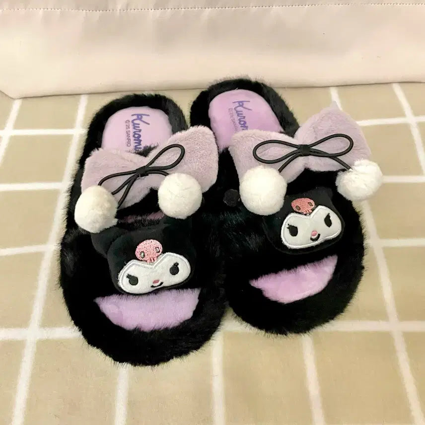[BUNJANG] Sanrio Kuromi Plush Slippers / (새상품) 산리오 쿠로미 털 슬리퍼