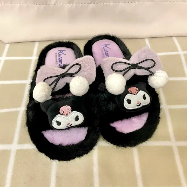 [BUNJANG] Sanrio Kuromi Plush Slippers / (새상품) 산리오 쿠로미 털 슬리퍼
