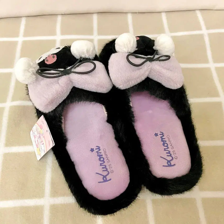 [BUNJANG] Sanrio Kuromi Plush Slippers / (새상품) 산리오 쿠로미 털 슬리퍼