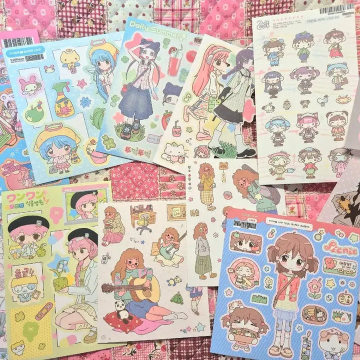 [BUNJANG] Miscellaneous Stickers Bundle Set / 다꾸 인물 스티커 11장 일괄 +덤 많이 지구침략 히즈 내티어