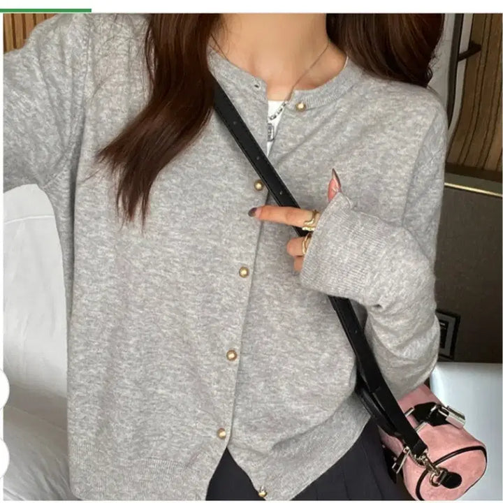 [BUNJANG] Unspecified Soft Knit Cardigan / @ 골드 콩알단추 소프트 가디건