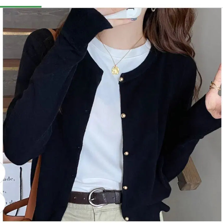 [BUNJANG] Unspecified Soft Knit Cardigan / @ 골드 콩알단추 소프트 가디건
