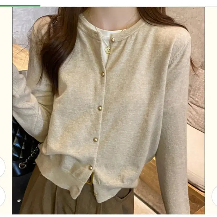 [BUNJANG] Unspecified Soft Knit Cardigan / @ 골드 콩알단추 소프트 가디건