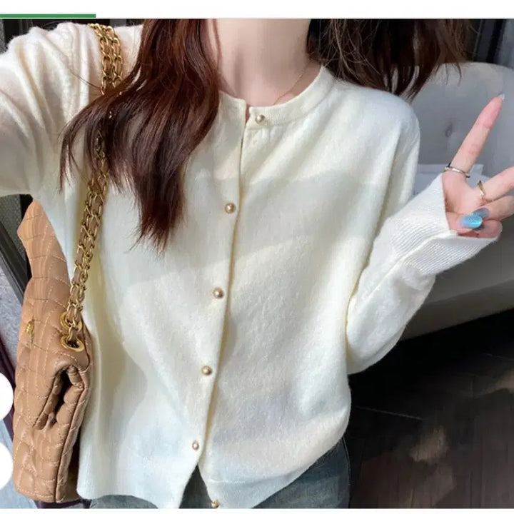 [BUNJANG] Unspecified Soft Knit Cardigan / @ 골드 콩알단추 소프트 가디건