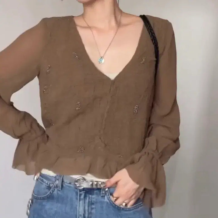 [BUNJANG] Massimo Dutti Frill Blouse (M) / (새상품) 마시모두띠 프릴 블라우스(M)