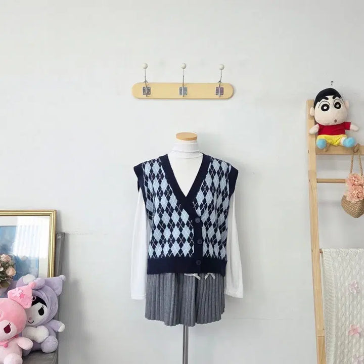 [BUNJANG] ME,SENSE Pattern Knit Vest Cardigan / 빈티지 만원샵 ME,SENSE 패턴 니트 조끼 가디건