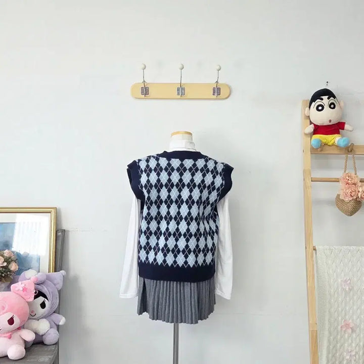 [BUNJANG] ME,SENSE Pattern Knit Vest Cardigan / 빈티지 만원샵 ME,SENSE 패턴 니트 조끼 가디건