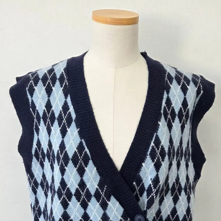 [BUNJANG] ME,SENSE Pattern Knit Vest Cardigan / 빈티지 만원샵 ME,SENSE 패턴 니트 조끼 가디건