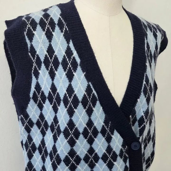 [BUNJANG] ME,SENSE Pattern Knit Vest Cardigan / 빈티지 만원샵 ME,SENSE 패턴 니트 조끼 가디건