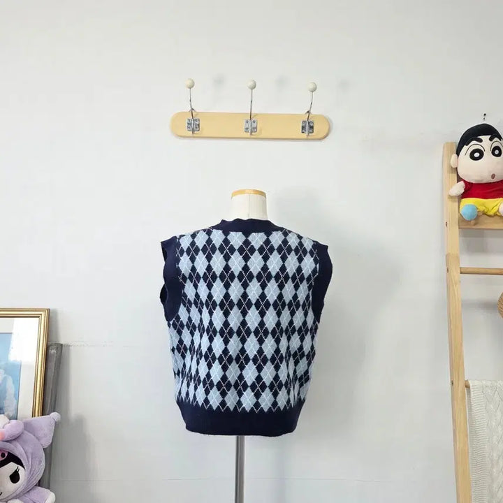 [BUNJANG] ME,SENSE Pattern Knit Vest Cardigan / 빈티지 만원샵 ME,SENSE 패턴 니트 조끼 가디건