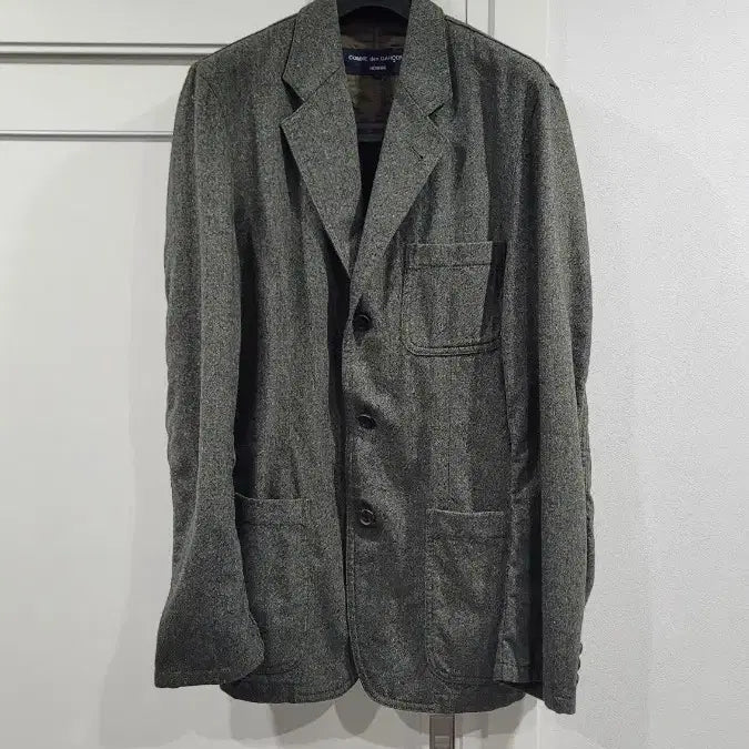 [SOLD OUT] 꼼데가르송 옴므 카키 울 퍼커링 자켓 L