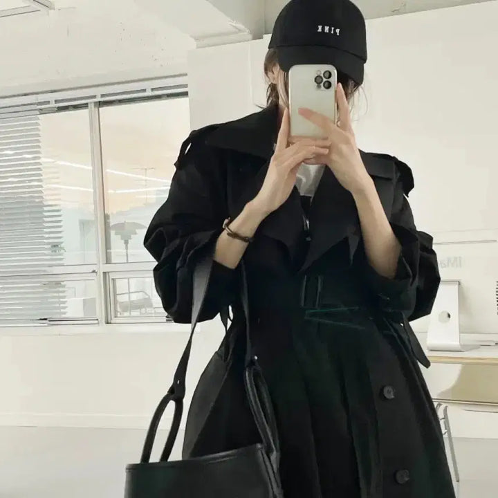 [BUNJANG] Black Trench Coat / 블랙 트렌치코트